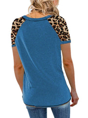 Round neck top leopard printed T-shirts daily looks blouse