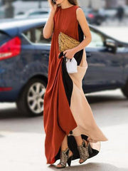 Sleeveless patchwork elegant maxi dresses