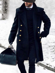 Men's Mid-Length Double-Breasted Loose-Fitting Lapel Trench Coat