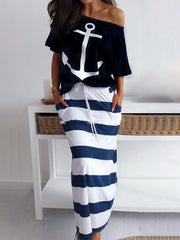 Women printed one off shoulder maxi dress suits