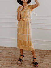 Casual Stripe Round neck Short sleeve Lacing Maxi Dresses