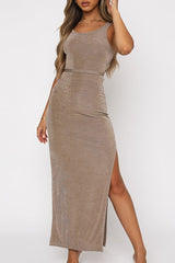 Fashion Casual Solid Backless O Neck A Line Dresses
