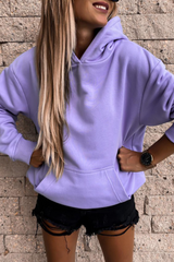 Casual Street Solid Split Joint Pocket Hooded Collar Tops