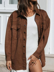 Fashion Casual Solid Split Joint Turndown Collar Outerwear