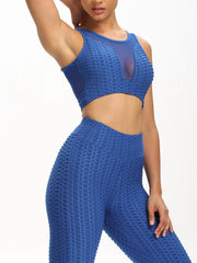 Mesh Insert Textured Sports Bra