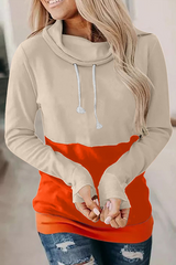 Street Print Split Joint Draw String Turndown Collar Tops