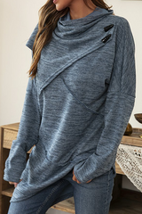 Casual Solid Patchwork Asymmetrical Scarf Collar Tops