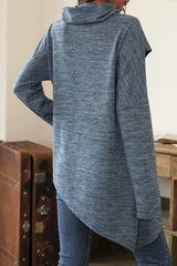 Casual Solid Patchwork Asymmetrical Scarf Collar Tops