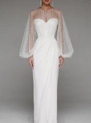 Celebrities Elegant Solid Slit Beading Mesh Strapless Evening Dress Dresses