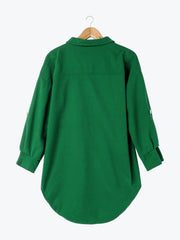 Casual Solid Button Down Split Hem Coat