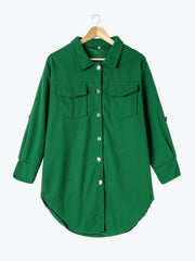 Casual Solid Button Down Split Hem Coat