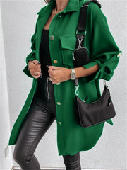 Casual Solid Button Down Split Hem Coat