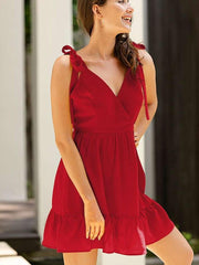 Fashion Pure V neck Vest Sleeveless Skater Dresses