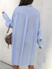 Button Up High Low Hem Shirt blouses