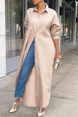 Casual Solid Patchwork Buckle Turndown Collar Tops Blouses