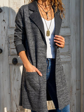 Casual Patchwork Pocket Turn-back Collar Outerwear