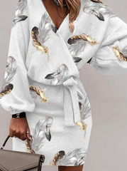 Sexy Print Split Joint V Neck Pencil Skirt Dresses
