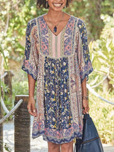 Bohemia Style Women Casual V neck Shift Dresses