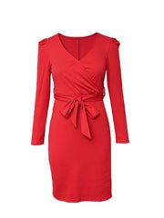 Solid Drawstring Split Hem Dress Bodycon Dresses