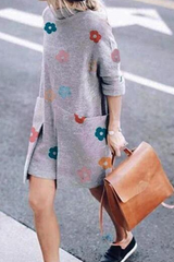 Casual Print Split Joint Half A Turtleneck Straight Dresses