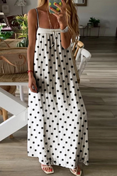 Casual Print Split Joint Spaghetti Strap Straight Dresses Maxi Dresses