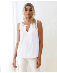 Fashion Pure V neck Sleeveless T-Shirts