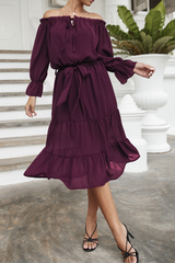 Casual Solid Split Joint Off the Shoulder Straight Dresses