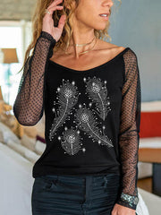 Sequin Decor Mesh Stitch T-shirt