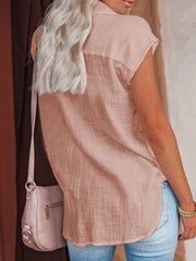Women Fashion Solid Button Up Tank Top