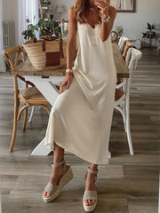 White V Neck Abstract Cotton Sleeveless Dresses
