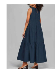 Casual Pure Round neck Sleeveless Gored Maxi Dresses
