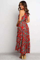 Fashion Print Round neck Sleeveless Maxi Dresses