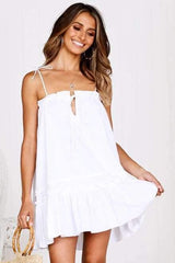 Fashion Pure One shoulder Falbala Sleeveless Shift Dresses