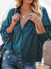 Fashion Leopard Patchwork V Neck Tops Blouses