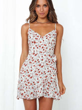 Fashion Print V neck Vest Skater Dresses