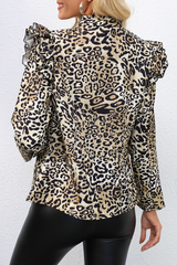 Casual Print Patchwork Zipper Collar Outerwear