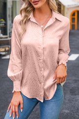 Casual Print Patchwork Turndown Collar Tops Blouses