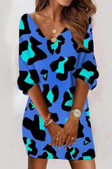 Casual Print Patchwork V Neck Straight Dresses