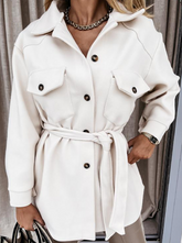 Casual Solid Patchwork Turndown Collar Outerwear Jackets