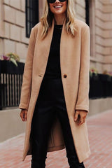 Daily Elegant Solid Mandarin Collar Outerwear Coats