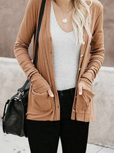 Fashion Casual Solid Patchwork Buttons V Neck T-Shirts