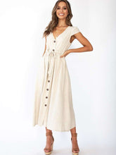 Fashion Pure V neck Short sleeve Fastener Maxi Dresses