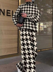 Casual Street Printing Turtleneck Long Sleeve Two Pieces(5 Colors)