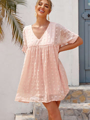 Casual Loose V neck Short sleeve Gored Shift Dresses