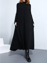 Warm High Neck long sleeve long maxi dresses