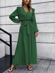 Ruched Lantern Sleeve Ruffle Midi Dresses Maxi Dresses