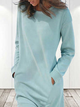 CiciCloth Casual Solid Solid Color O Neck Long Sleeve Dresses
