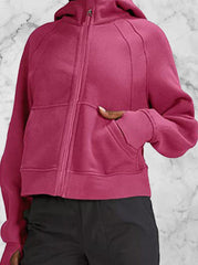 Street Solid Solid Color Hooded Collar Tops