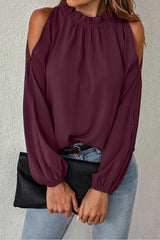 Elegant Solid Half A Turtleneck Tops Blouses