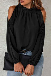 Elegant Solid Half A Turtleneck Tops Blouses